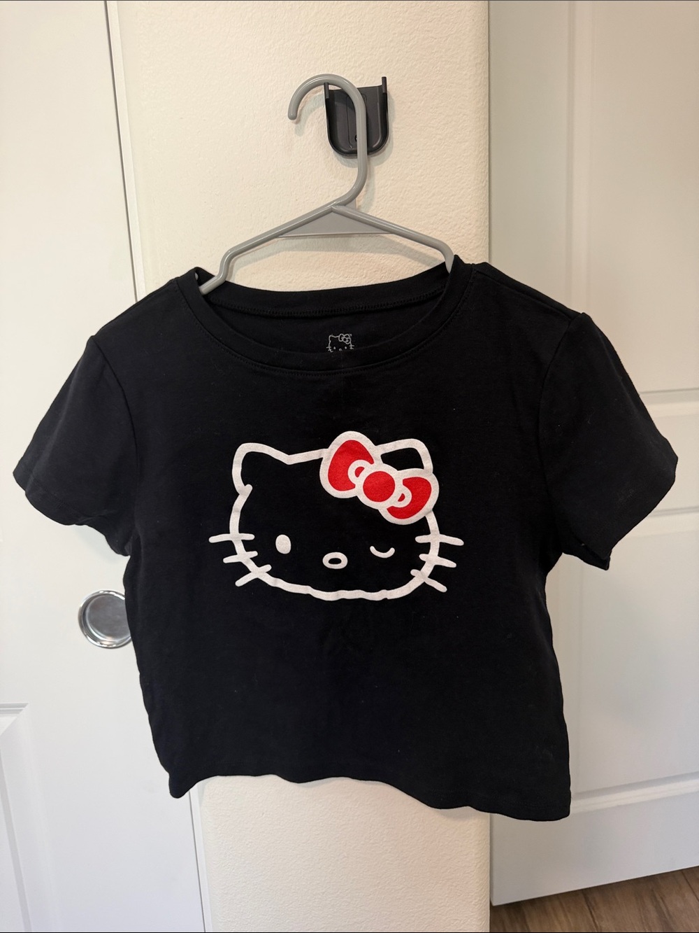 Hello Kitty Black Tee with Red Bow Crop Top